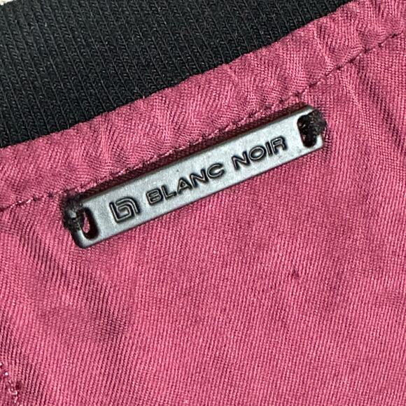 BLANC NOIR Cupro Mesh Shoulder Long Sleeve Top Woman’s Medium‎ Burgundy edgy - Picture 7 of 9